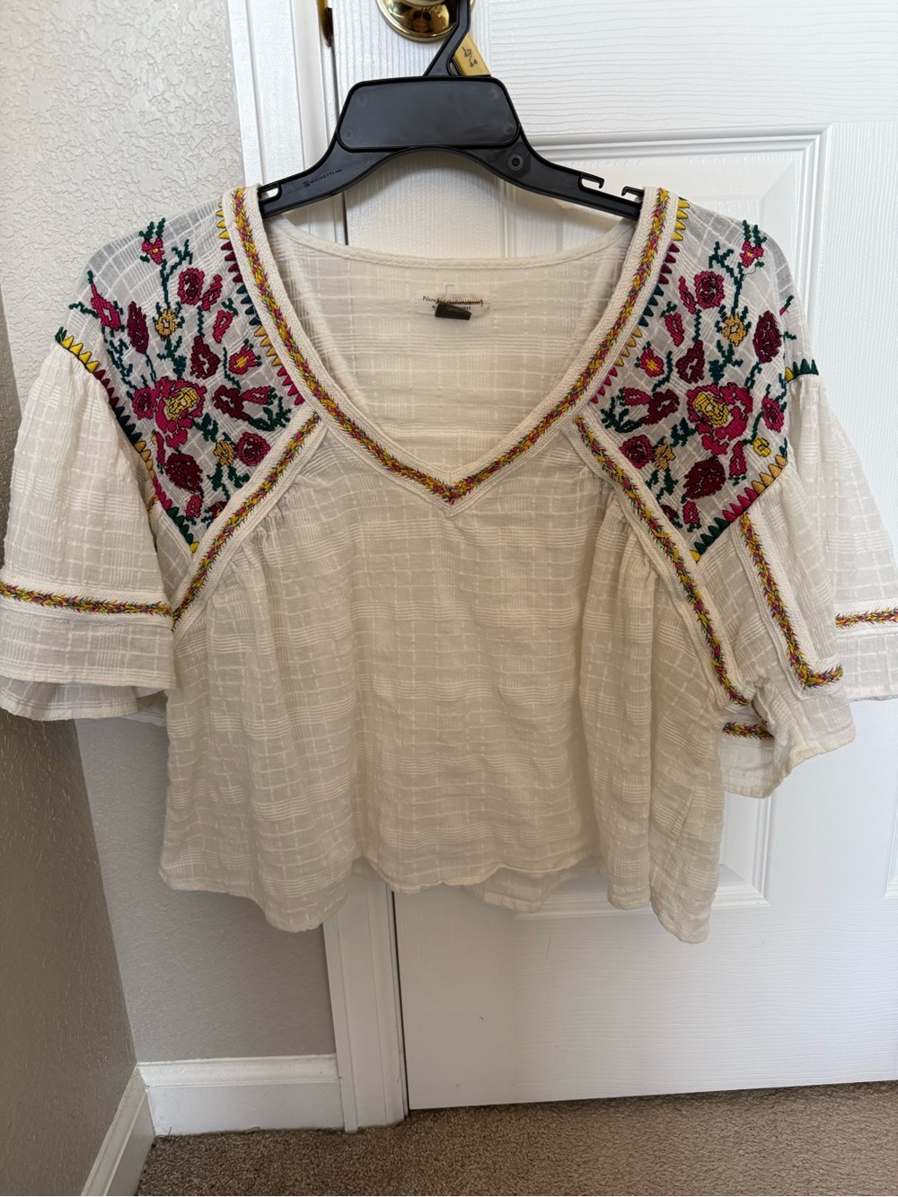 Anthropologie Embroidered Peasant Blouse Medium